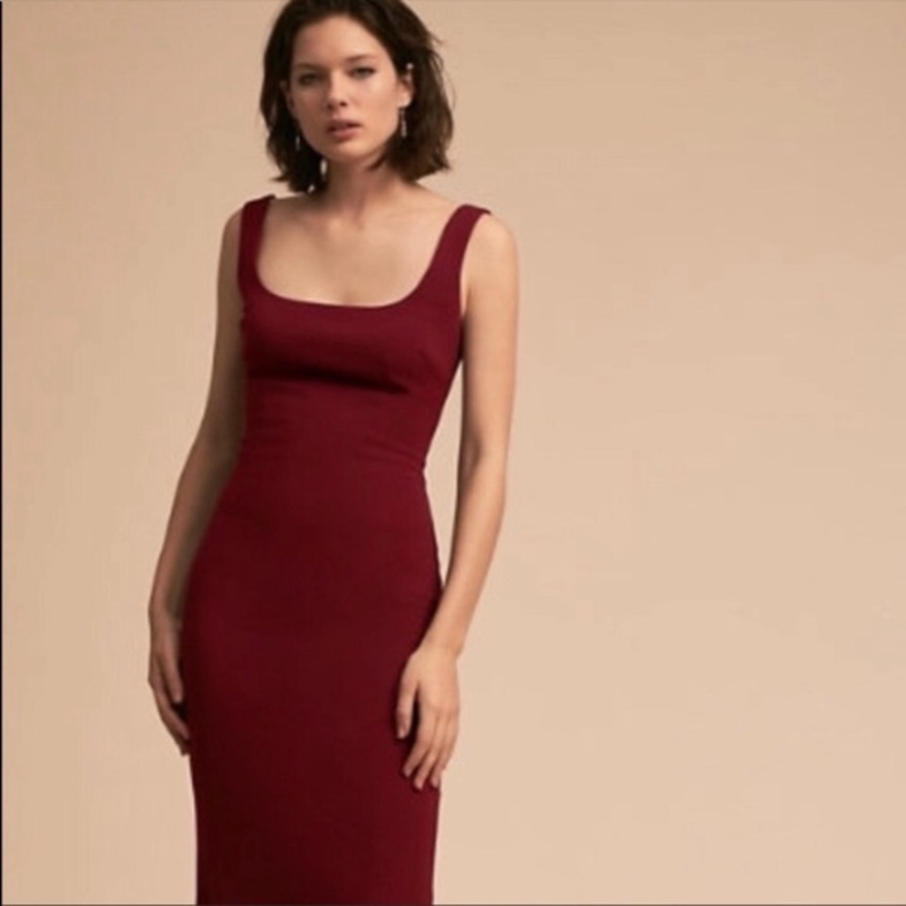 BHLDN Katie May Lucy Slim Silhouette Gown Burgundy